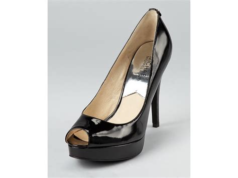 black peep toe heels michael kors|patent leather peep toe heels.